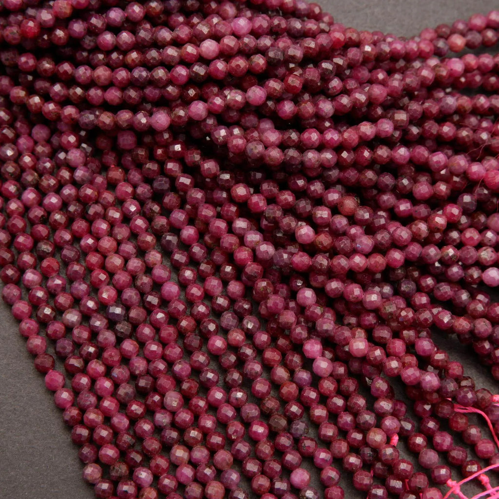 Ruby · Microfaceted · Round · 2.5mm, 3mm, 3.5mm, Tejas Beads, Beads