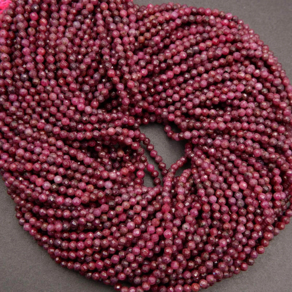 Ruby · Microfaceted · Round · 2.5mm, 3mm, 3.5mm, Tejas Beads, Beads