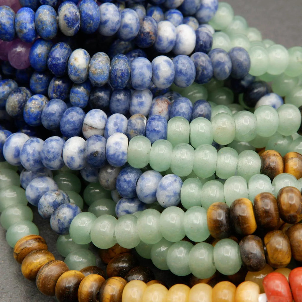 Seven Chakra Stone · Smooth · Rondelle · 6mm, 8mm · Large Hole · 1/2 Strand, Tejas Beads, Beads