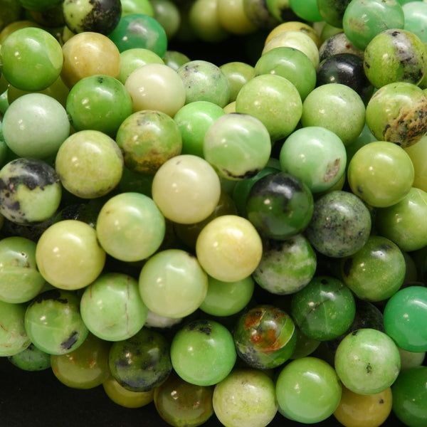 Lime green Chinese chrysoprase beads.