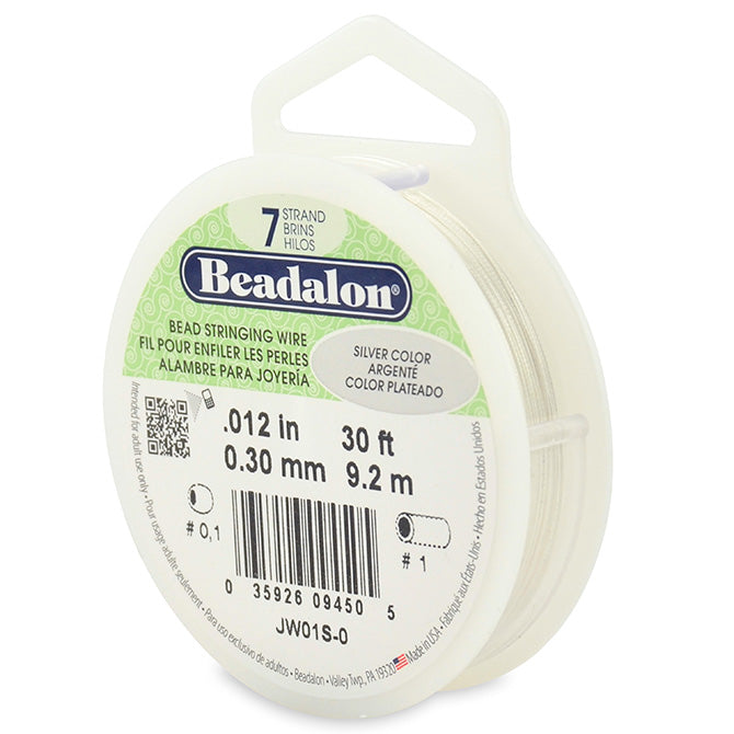 Beadalon 7 Strand Beading Wire 0.30mm (.012in) - Bright - 9.2m (30ft) - The  Bead Shop