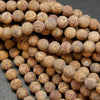 Matte Calligraphy Jasper Beads With Beige and Brown Swirling Patterns. Jasper Beads For Jewelry Making.