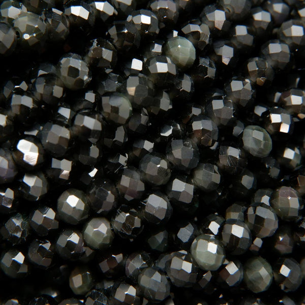 Black obsidian beads for jewelry making.