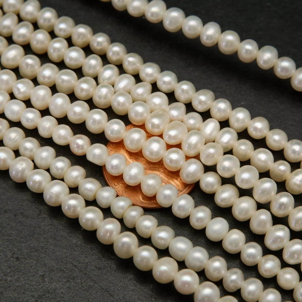 Freshwater Pearl A · Semiround · White · 5mm, Pearl, Tejas Beads