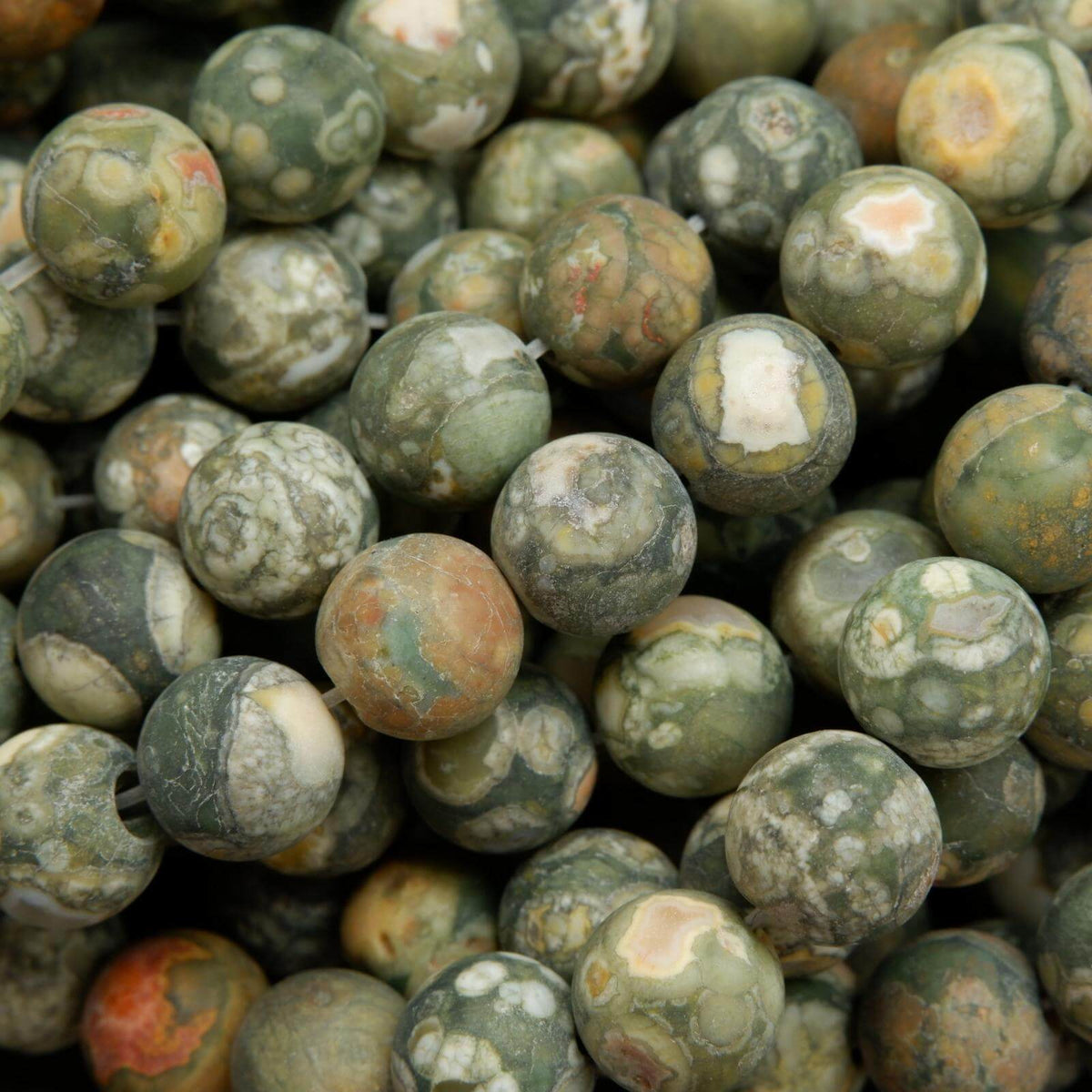 Rhyolite, 8mm Beads, Rainforest Jasper, Green Beads Gemstone Beads