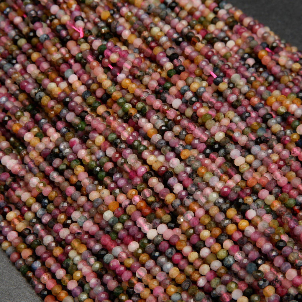 Watermelon Tourmaline · Microfaceted · Rondelle · 2.8mm - 3mm, Bead, Tejas Beads